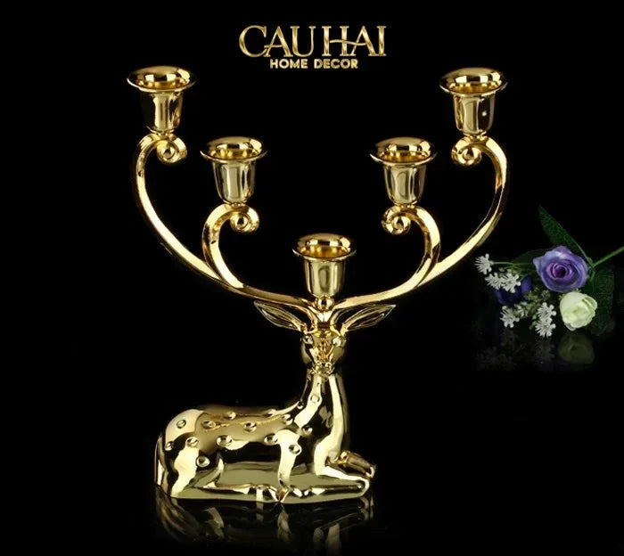Maison Couture - Tượng Đế Nến Hươu Sừng Nằm - Royal Antler Impérial Candle Holder-ĐÈN TRANG TRÍ-CẬU HAI HOME DECOR