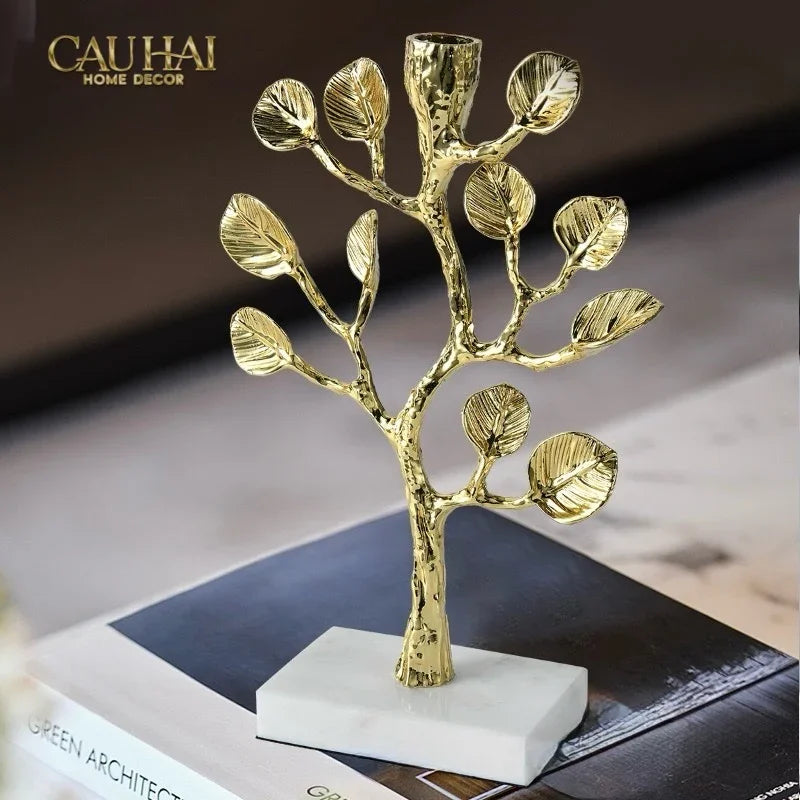 Maison Couture - Tượng Đế Nến Nhánh Cây Trang Trí Bằng Đồng Elysian Divinity Aquarium Branch H27-CẬU HAI HOME DECOR
