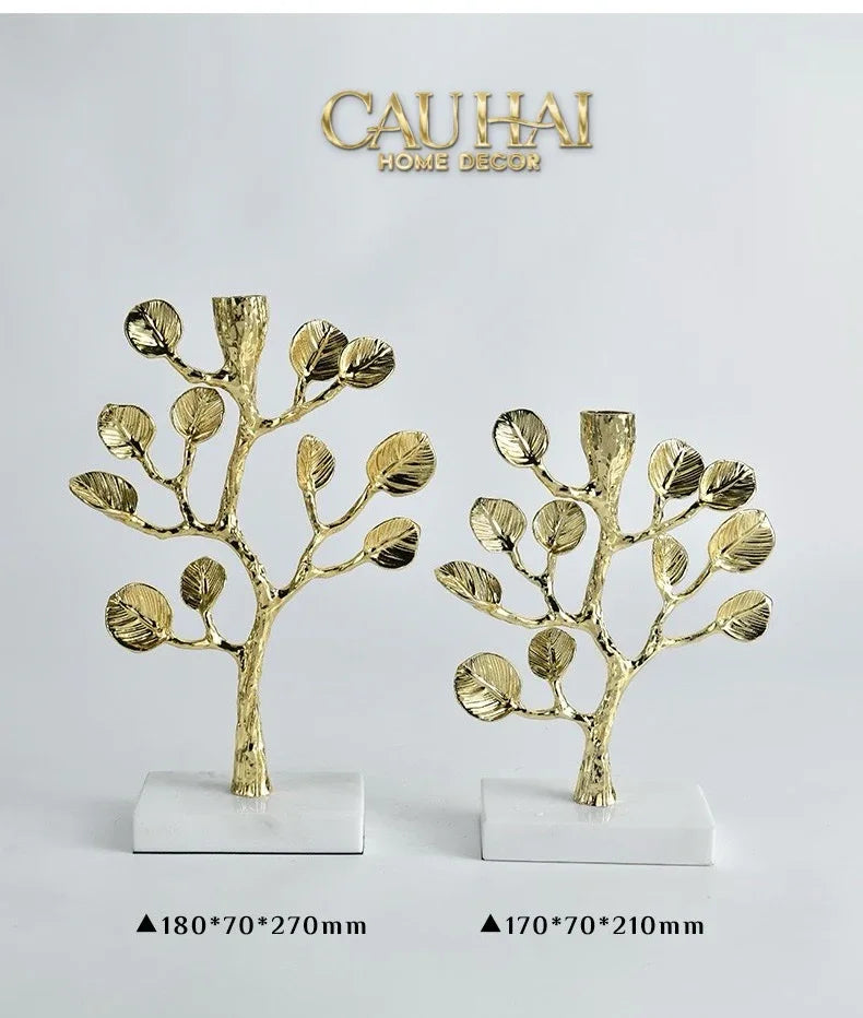 Maison Couture - Tượng Đế Nến Nhánh Cây Trang Trí Bằng Đồng Elysian Divinity Aquarium Branch H27-CẬU HAI HOME DECOR