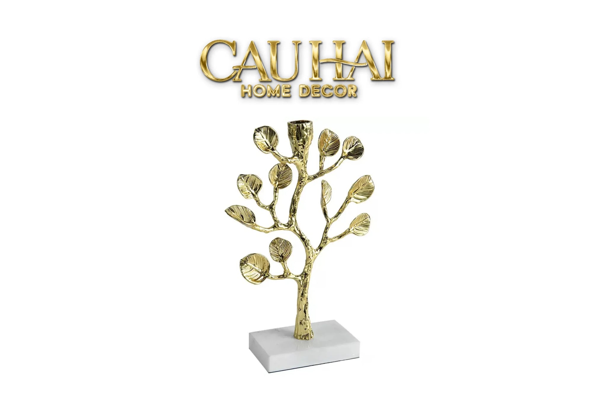 Maison Couture - Tượng Đế Nến Nhánh Cây Trang Trí Bằng Đồng Elysian Divinity Aquarium Branch H27-CẬU HAI HOME DECOR