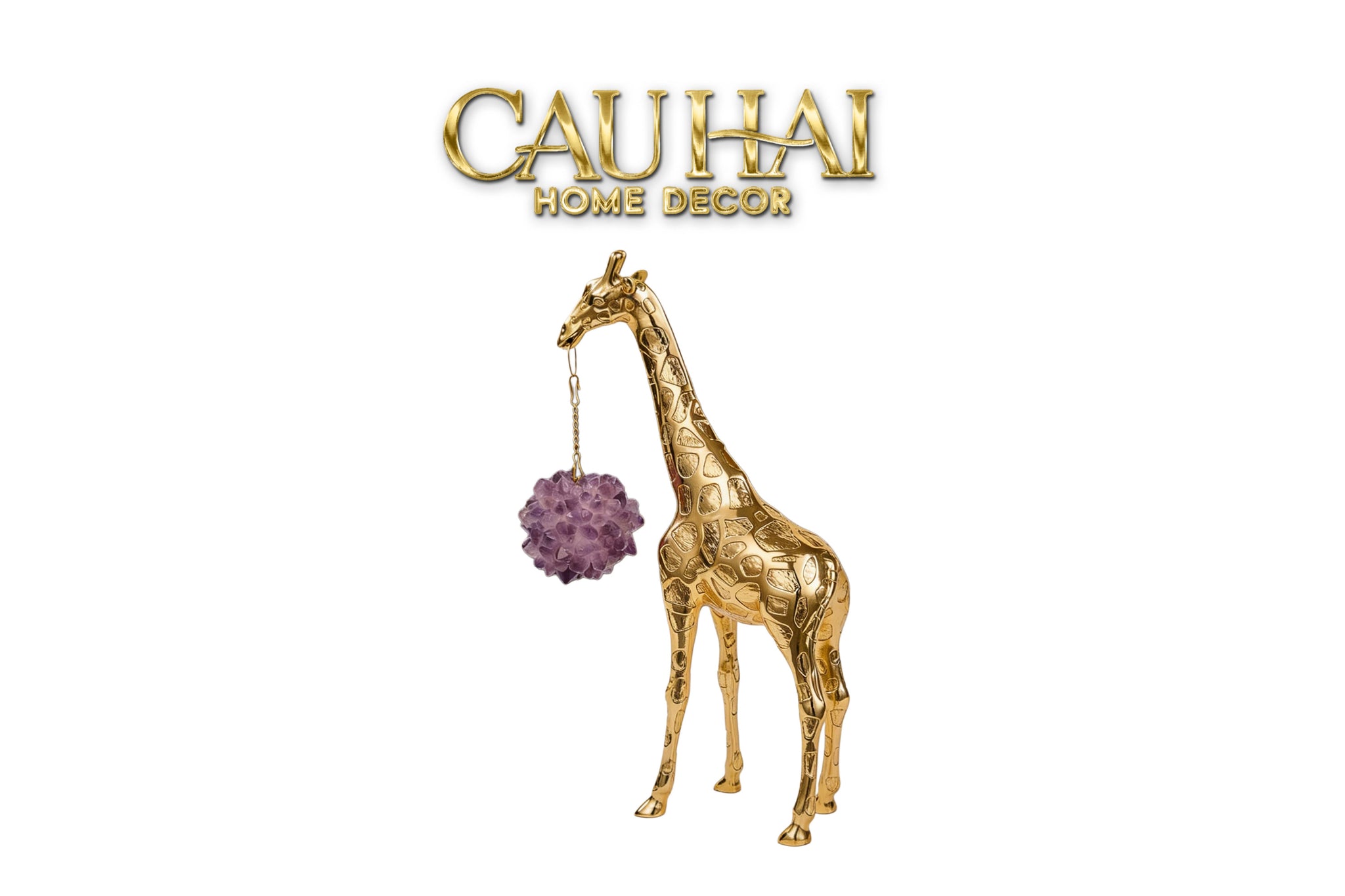 Maison Couture - Tượng Đồng Hươu Cao Cổ Brasson Giraffe Amethyst Orb Carrier 20x8x38-TƯỢNG TRANG TRÍ-CẬU HAI HOME DECOR