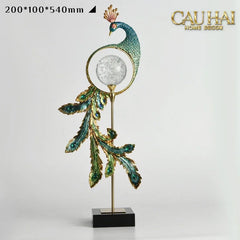 Maison Couture - Tượng Đồng Khổng Tước Hoàng Gia Majestic Aurelia Paon – Brass & Cristalleries Sculpture 20x10x54-TƯỢNG TRANG TRÍ-CẬU HAI HOME DECOR
