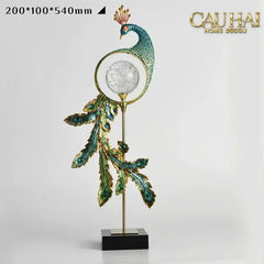 Maison Couture - Tượng Đồng Khổng Tước Hoàng Gia Majestic Aurelia Paon – Brass & Cristalleries Sculpture 20x10x54-TƯỢNG TRANG TRÍ-CẬU HAI HOME DECOR