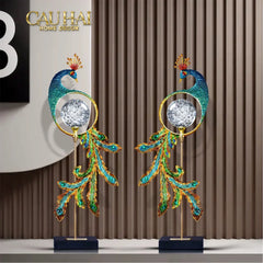 Maison Couture - Tượng Đồng Khổng Tước Hoàng Gia Majestic Aurelia Paon – Brass & Cristalleries Sculpture 20x10x54-TƯỢNG TRANG TRÍ-CẬU HAI HOME DECOR