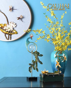 Maison Couture - Tượng Đồng Khổng Tước Hoàng Gia Majestic Aurelia Paon – Brass & Cristalleries Sculpture 20x10x54-TƯỢNG TRANG TRÍ-CẬU HAI HOME DECOR
