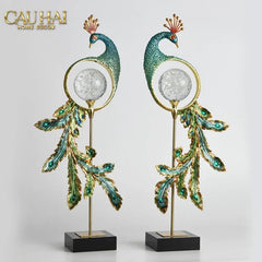 Maison Couture - Tượng Đồng Khổng Tước Hoàng Gia Majestic Aurelia Paon – Brass & Cristalleries Sculpture 20x10x54-TƯỢNG TRANG TRÍ-CẬU HAI HOME DECOR
