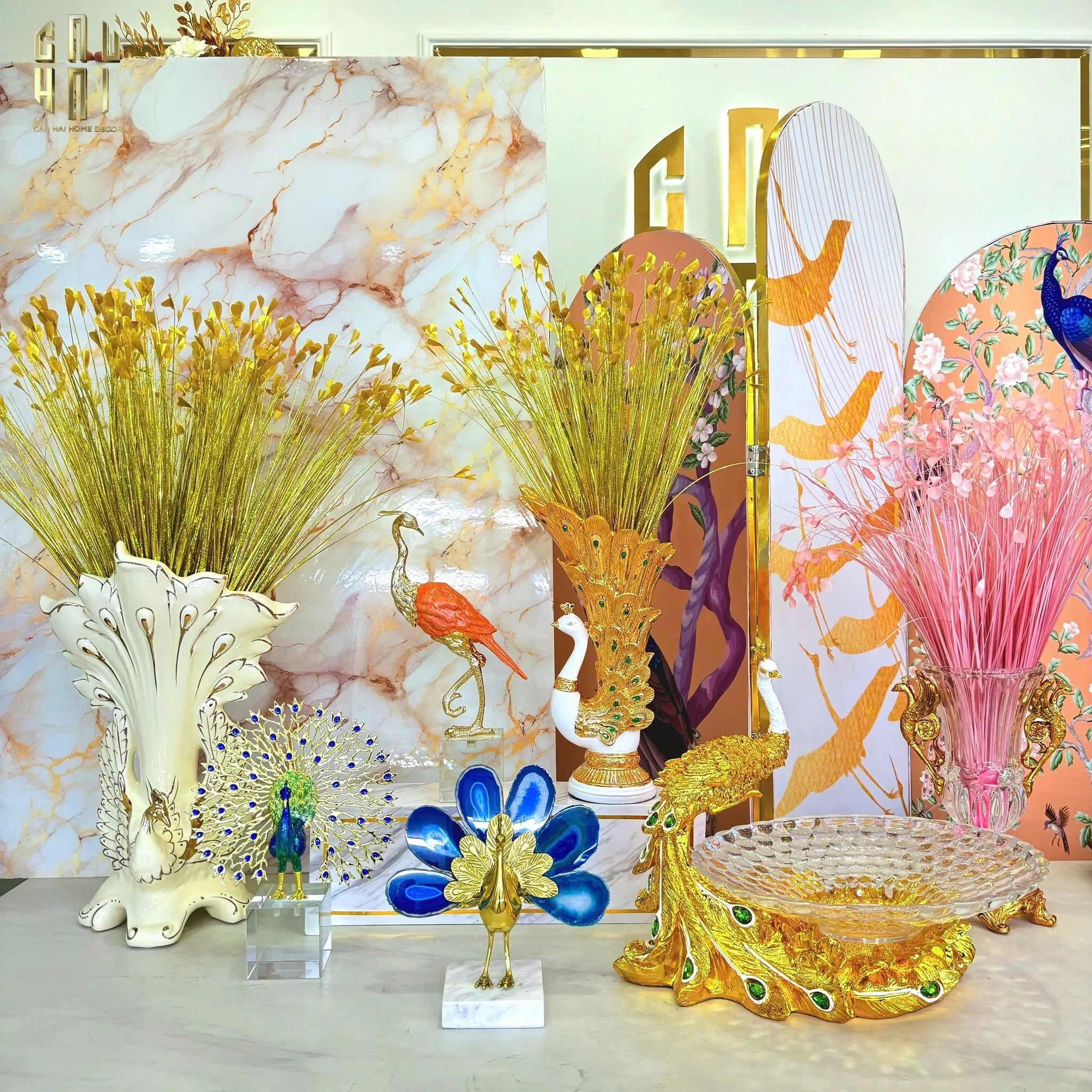 Maison Couture - Tượng Đồng Mã Não Khổng Tước Brasson Onyx Paon The Vanity Of Hera-CẬU HAI HOME DECOR