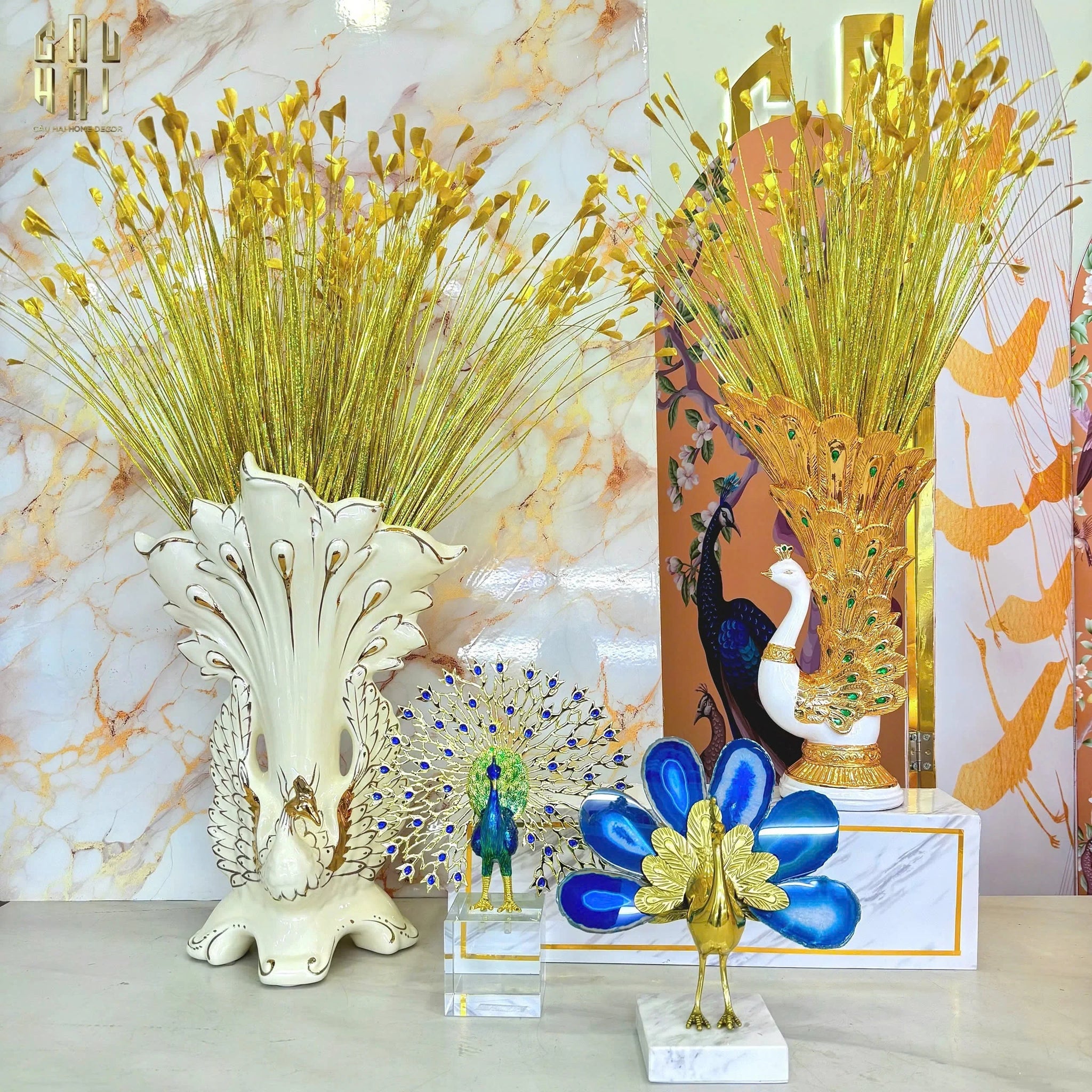 Maison Couture - Tượng Đồng Mã Não Khổng Tước Brasson Onyx Paon The Vanity Of Hera-CẬU HAI HOME DECOR