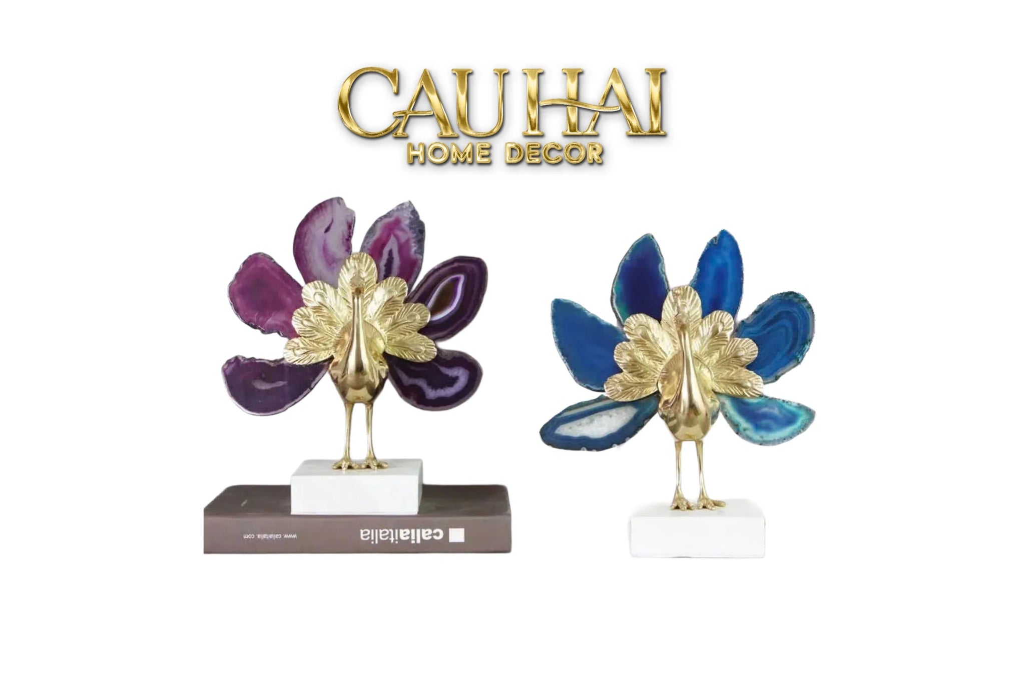 Maison Couture - Tượng Đồng Mã Não Khổng Tước Brasson Onyx Paon The Vanity Of Hera-CẬU HAI HOME DECOR