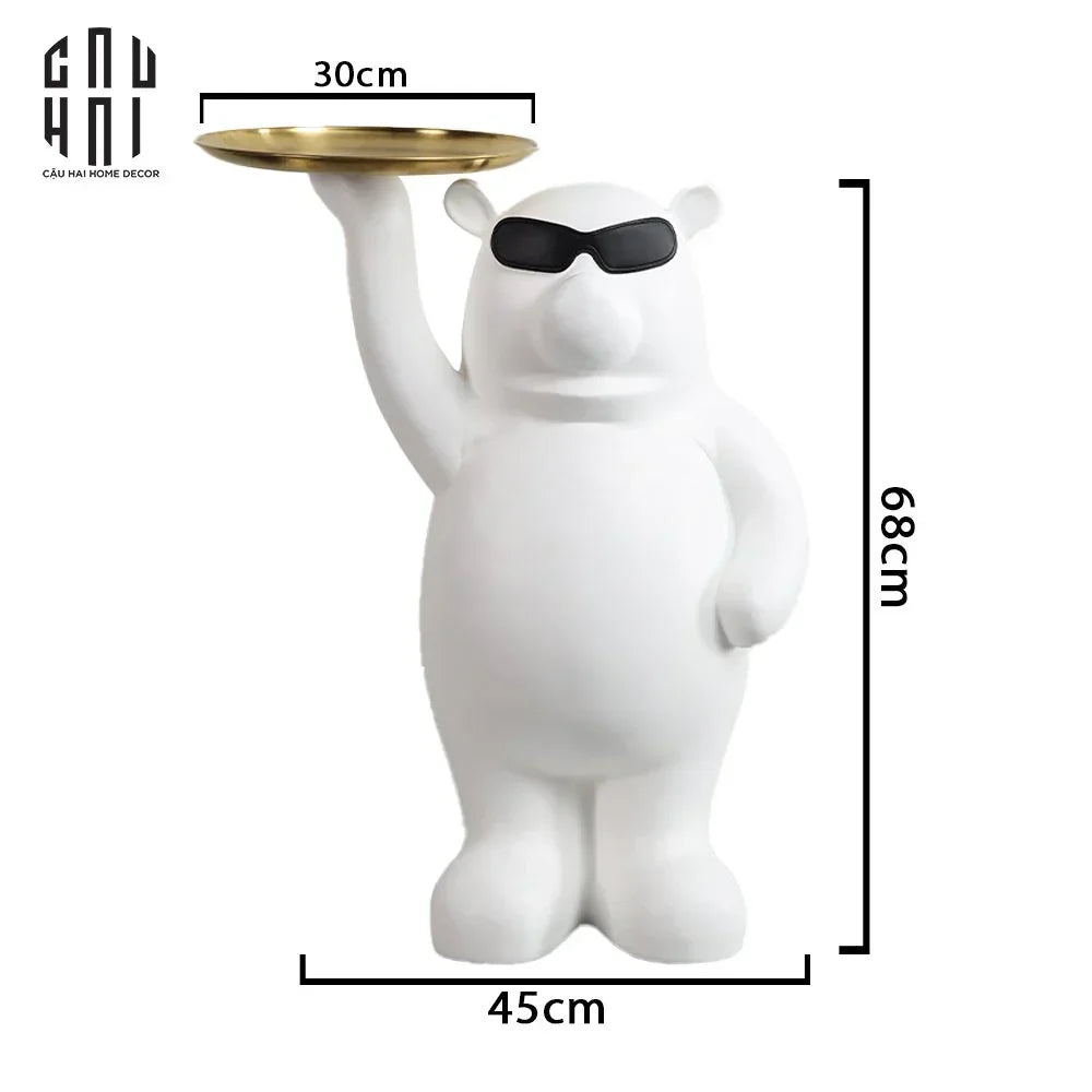 Maison Couture - Tượng Gấu Đeo Kính Bear in Black - Big Boss Bear 45x68-TƯỢNG TRANG TRÍ-CẬU HAI HOME DECOR
