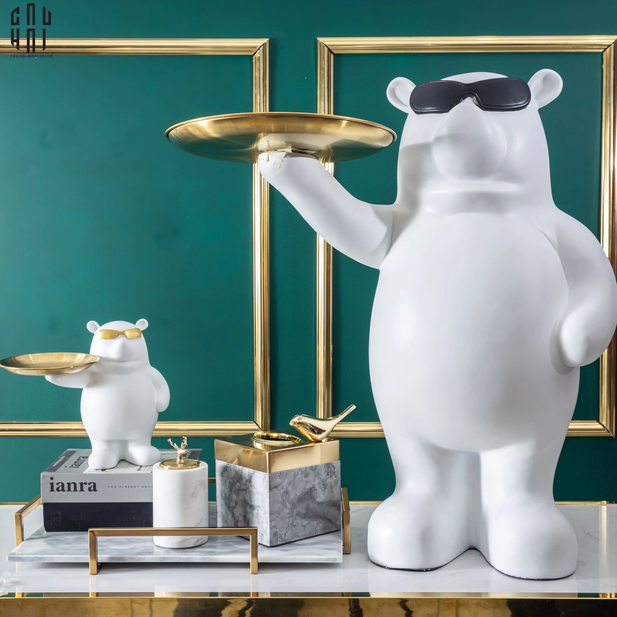 Maison Couture - Tượng Gấu Đeo Kính Bear in Black - Big Boss Bear 45x68-TƯỢNG TRANG TRÍ-CẬU HAI HOME DECOR