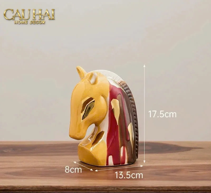 Maison Couture - Tượng Gốm Đầu Ngựa Equine Silhouette Sculpture Layered Painting Glazing H18/H28-TƯỢNG TRANG TRÍ-CẬU HAI HOME DECOR