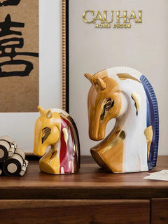 Maison Couture - Tượng Gốm Đầu Ngựa Equine Silhouette Sculpture Layered Painting Glazing H18/H28-TƯỢNG TRANG TRÍ-CẬU HAI HOME DECOR