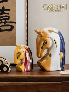 Maison Couture - Tượng Gốm Đầu Ngựa Equine Silhouette Sculpture Layered Painting Glazing H18/H28-TƯỢNG TRANG TRÍ-CẬU HAI HOME DECOR