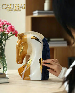 Maison Couture - Tượng Gốm Đầu Ngựa Equine Silhouette Sculpture Layered Painting Glazing H18/H28-TƯỢNG TRANG TRÍ-CẬU HAI HOME DECOR