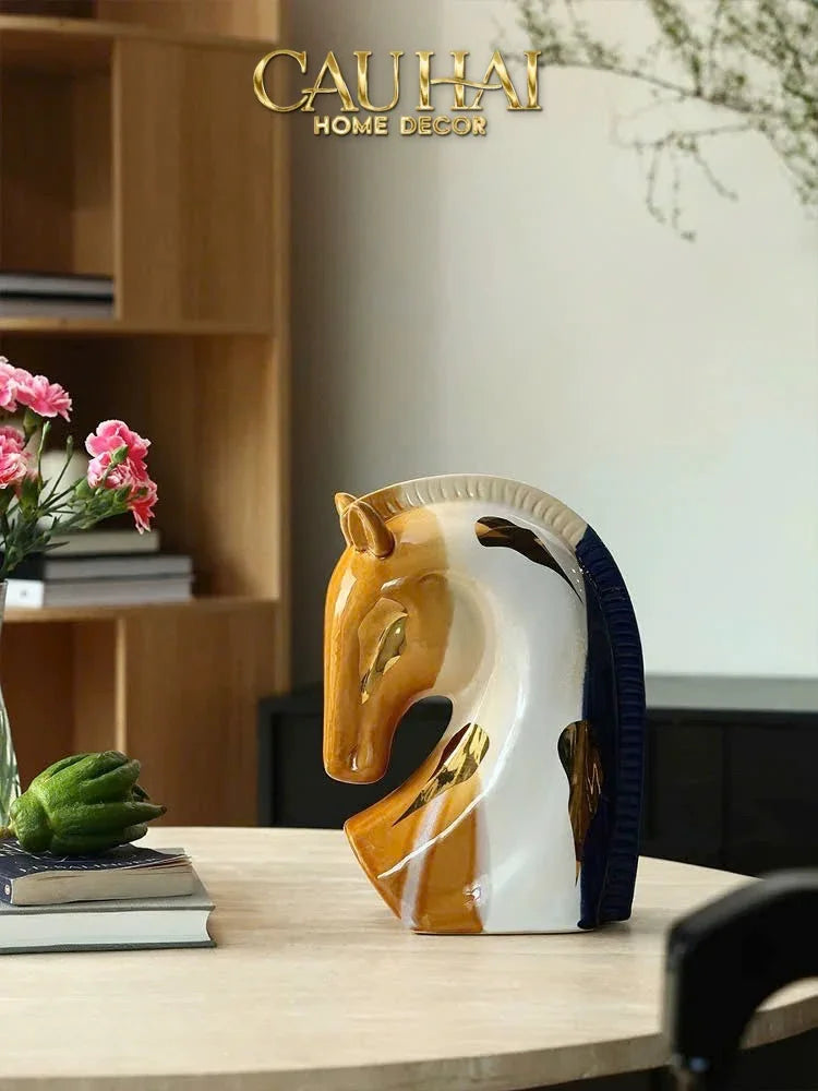 Maison Couture - Tượng Gốm Đầu Ngựa Equine Silhouette Sculpture Layered Painting Glazing H18/H28-TƯỢNG TRANG TRÍ-CẬU HAI HOME DECOR