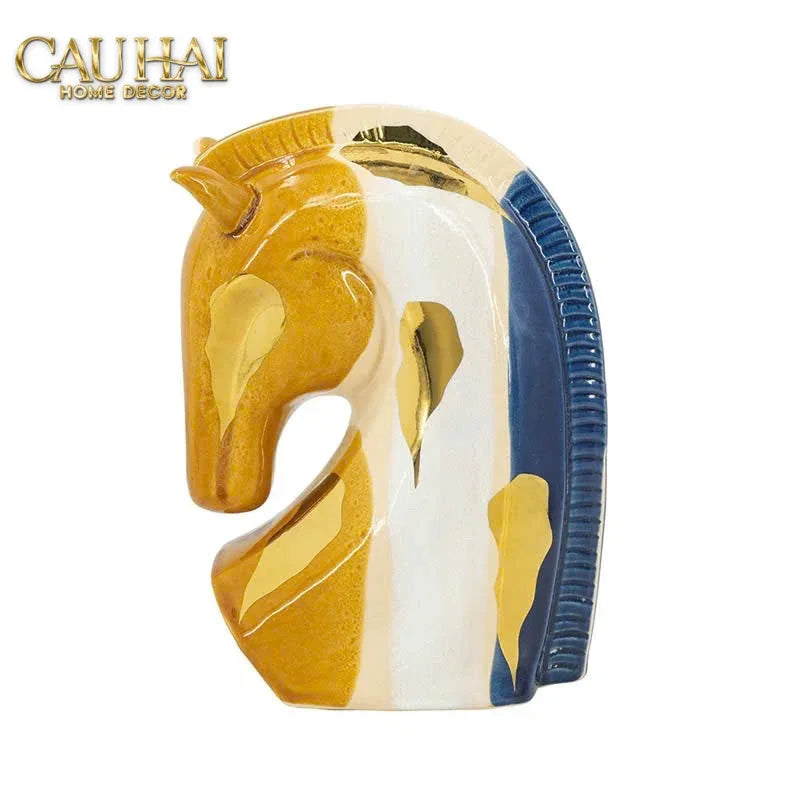 Maison Couture - Tượng Gốm Đầu Ngựa Equine Silhouette Sculpture Layered Painting Glazing H18/H28-TƯỢNG TRANG TRÍ-CẬU HAI HOME DECOR