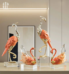 Maison Couture - Tượng Hồng Hạc Bằng Đồng Đế Pha Lê - Brasson Crane Critalleries Sculptures 13x41-TƯỢNG TRANG TRÍ-CẬU HAI HOME DECOR