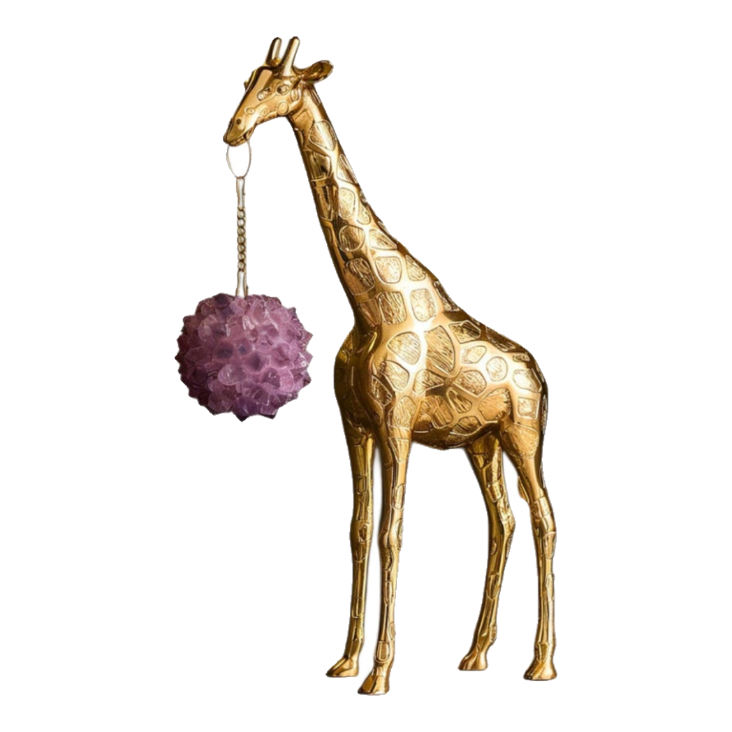 Maison Couture - Tượng Đồng Hươu Cao Cổ Brasson Giraffe Amethyst Orb Carrier 20x8x38
