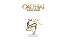 Maison Couture - Tượng Hươu Đồng Brasson Amethyst Jewelry Celestial Elk 21x30'-TƯỢNG TRANG TRÍ-CẬU HAI HOME DECOR