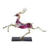 Maison Couture - Tượng Hươu Chạy Bằng Đồng Đá Thạch Anh Tím Amethyst Bolting Elk 42.5x34-TƯỢNG TRANG TRÍ-Đối tác tại Trung Quốc theo từng đơn đặt hàng-CẬU HAI HOME DECOR
