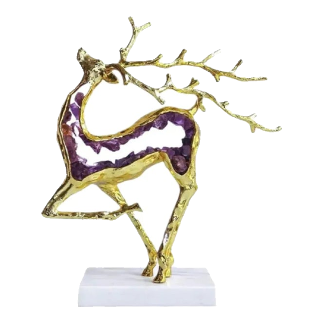 Maison Couture - Tượng Hươu Đồng Brasson Amethyst Jewelry Celestial Elk 21x30'