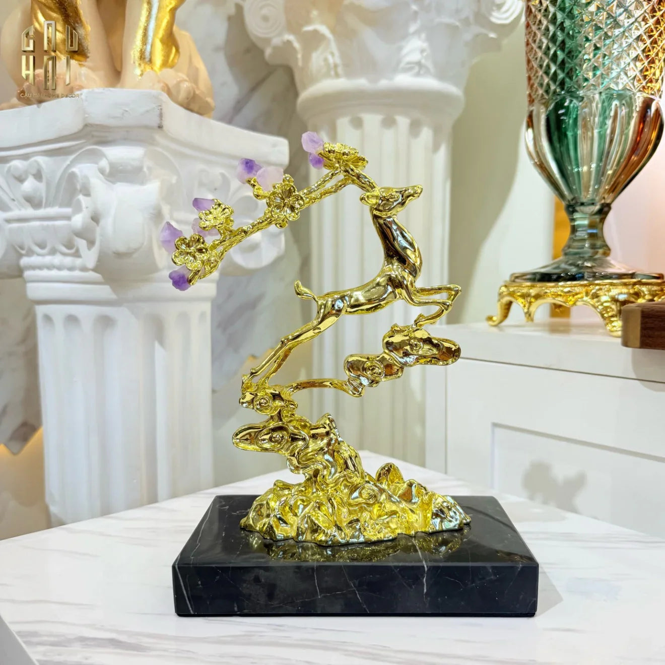 Maison Couture - Tượng Hươu Golden Elk Of Fortune Amethyst-TƯỢNG TRANG TRÍ-CẬU HAI HOME DECOR
