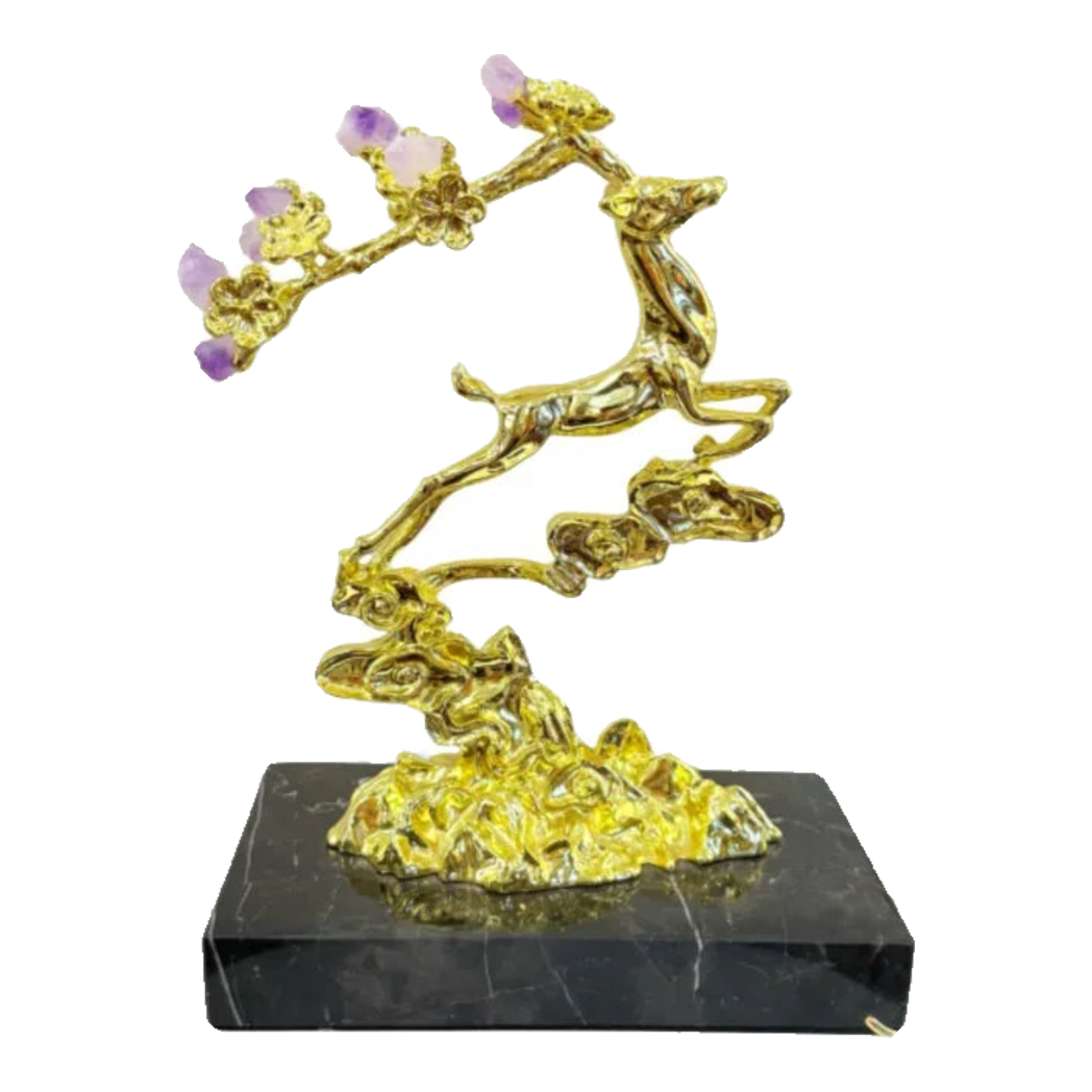 Maison Couture - Tượng Hươu Golden Elk Of Fortune Amethyst