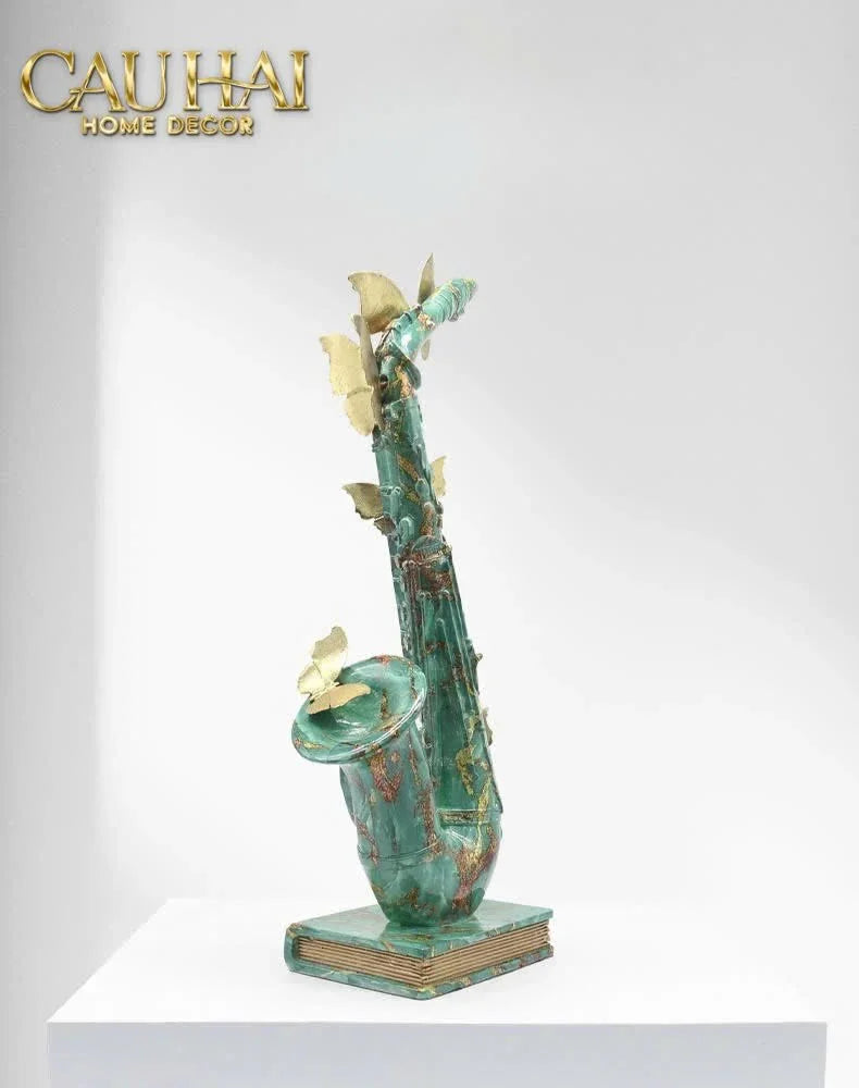 Maison Couture - Tượng Kèn Saxo Verdigris Wings Serenade H43-CẬU HAI HOME DECOR