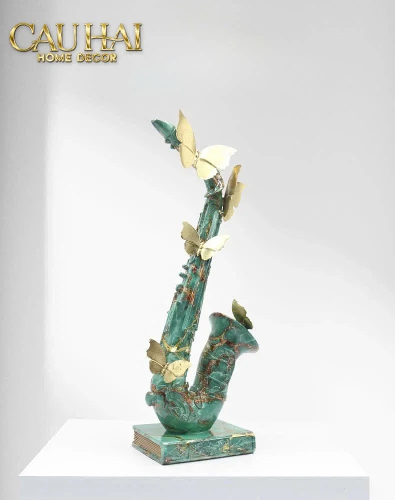 Maison Couture - Tượng Kèn Saxo Verdigris Wings Serenade H43-CẬU HAI HOME DECOR