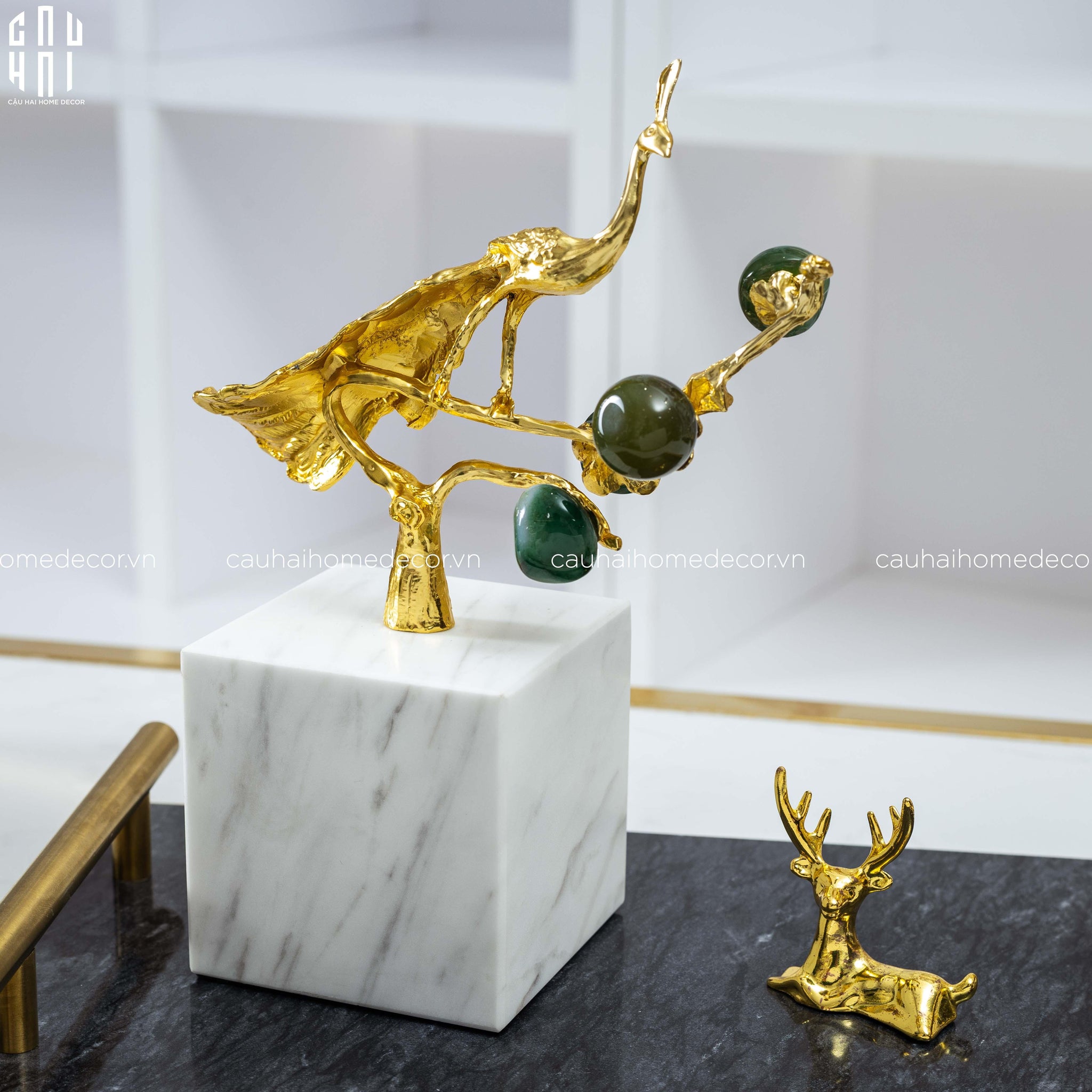 Maison Couture - Tượng Khổng Kim Tước Le Paon D'Or De L'Empereur 15x21-TƯỢNG TRANG TRÍ-CẬU HAI HOME DECOR