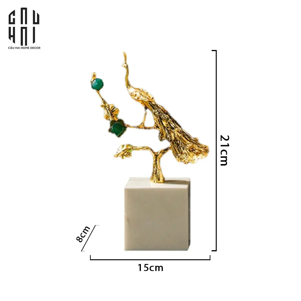 Maison Couture - Tượng Khổng Kim Tước Le Paon D'Or De L'Empereur 15x21-TƯỢNG TRANG TRÍ-CẬU HAI HOME DECOR
