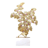 Maison Couture - Tượng Lá Ngân Hạnh Bằng Đồng - Đá Thạch Anh Tím Grandeur Brasson Ginkgo Amethyst 35x60