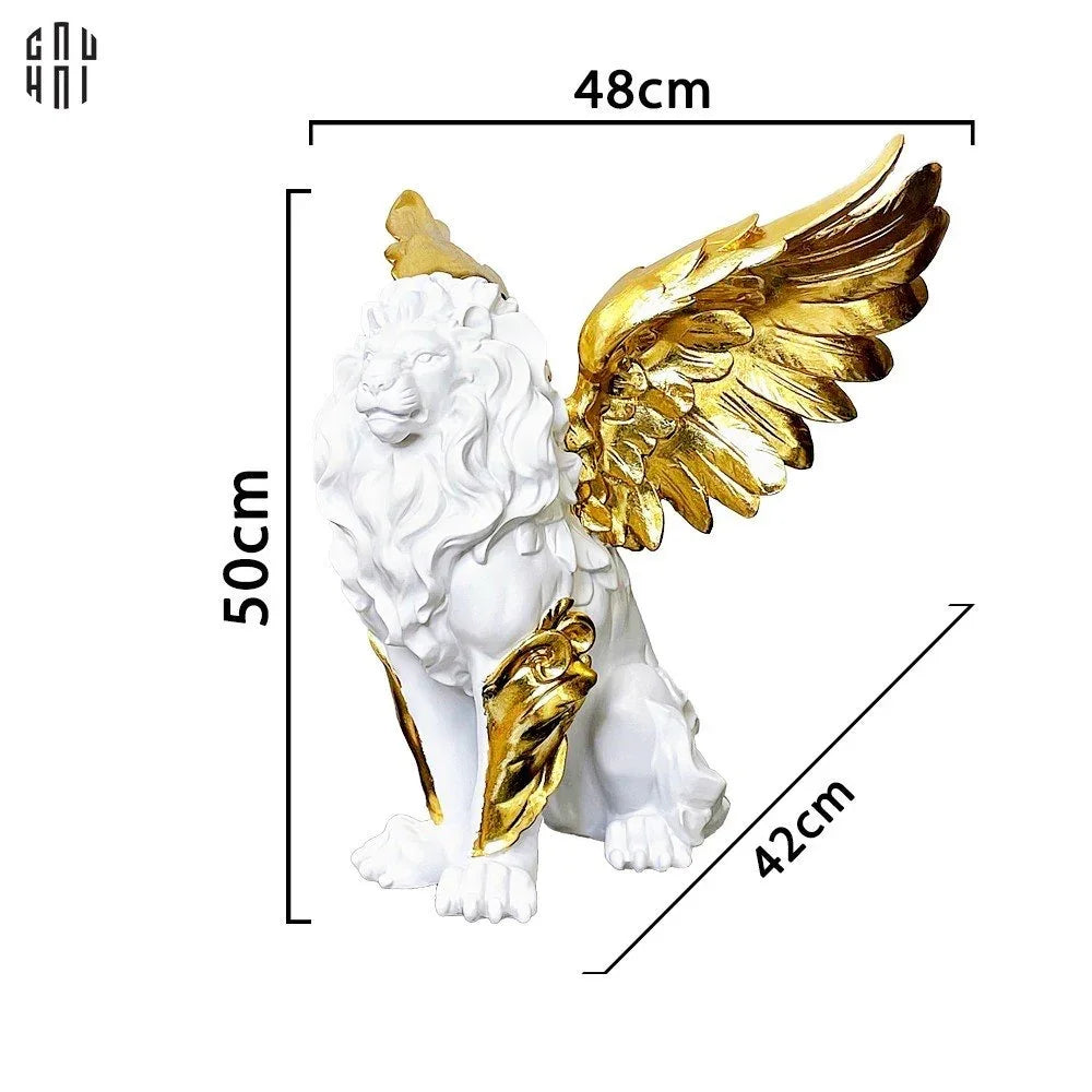 Maison Couture - Tượng Majestic White Lion - Gold Dust 50Cm-CẬU HAI HOME DECOR