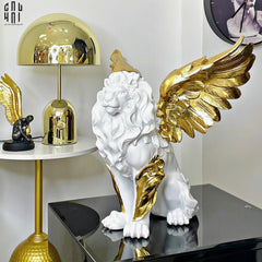 Maison Couture - Tượng Majestic White Lion - Gold Dust 50Cm-CẬU HAI HOME DECOR
