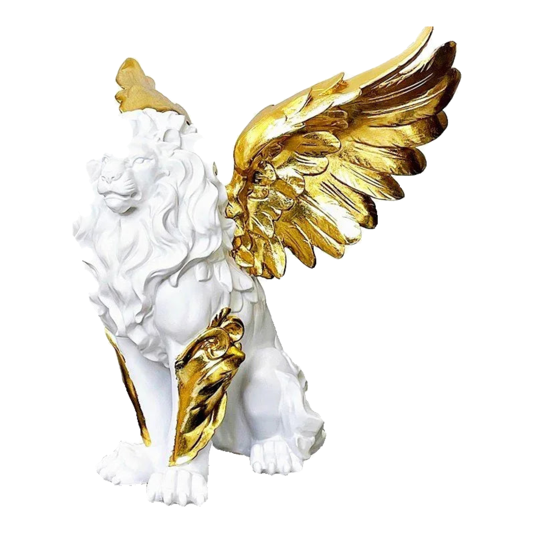 Maison Couture - Tượng Majestic White Lion - Gold Dust 50Cm