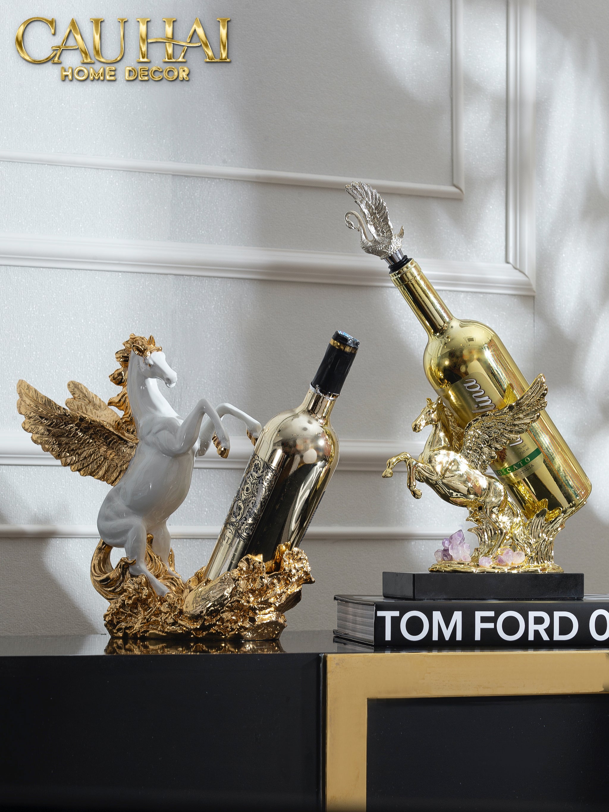 Maison Couture - Tượng Ngựa Đế Đỡ Chai Vang - Elite Pegasus Wine Stand - CẬU HAI HOME DECOR