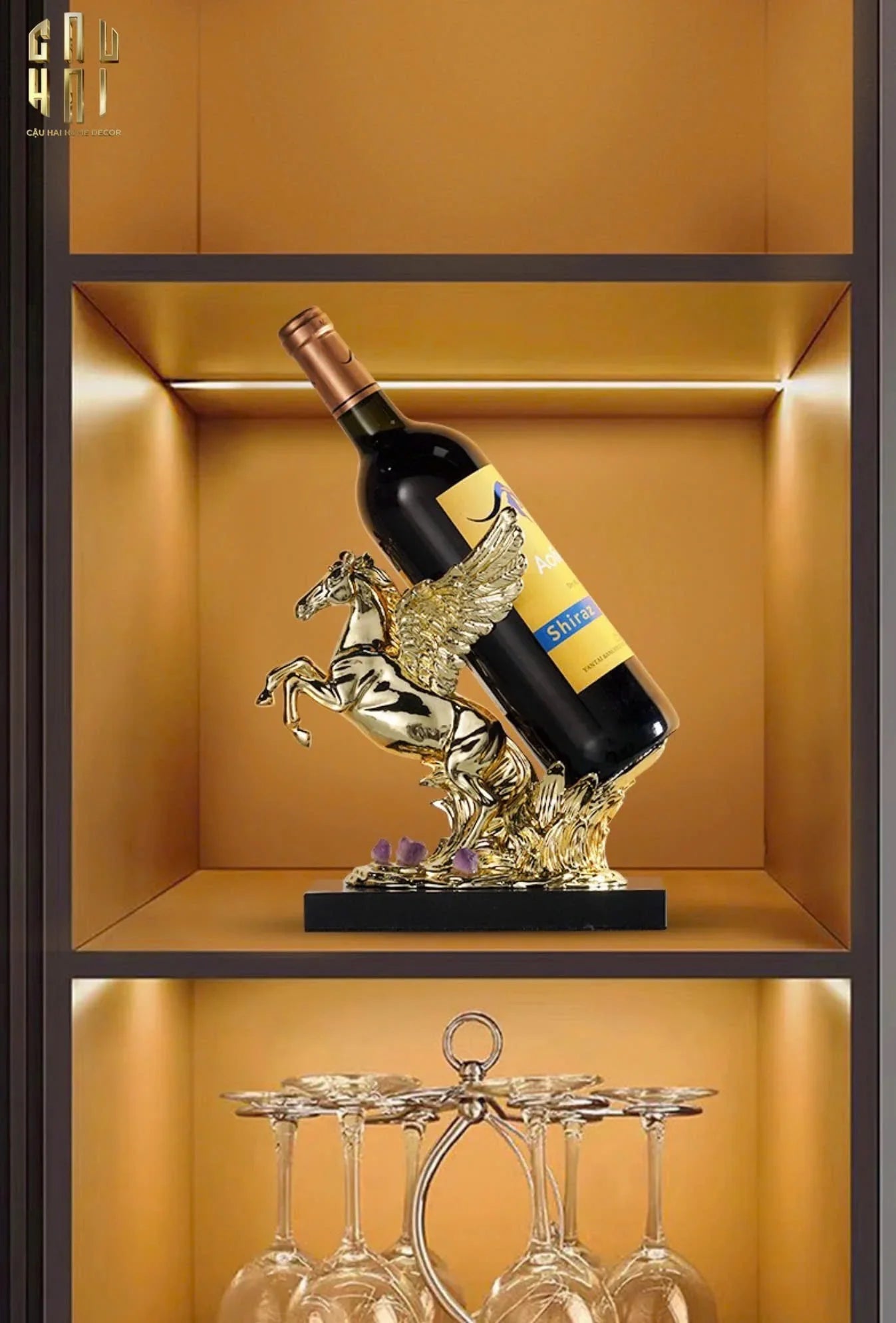 Maison Couture - Tượng Ngựa Đế Đỡ Chai Vang - Elite Pegasus Wine Stand - CẬU HAI HOME DECOR