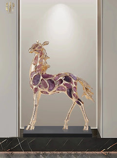 Maison Couture - Tượng Ngựa Đồng Đá Thạch Anh Tím - Thiên Mã Sentinel Prime Améthyste Stallion Équestre - 10x26x37-CẬU HAI HOME DECOR