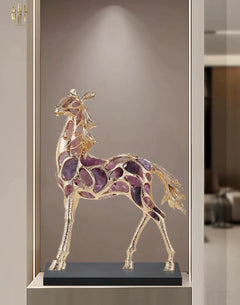 Maison Couture - Tượng Ngựa Đồng Đá Thạch Anh Tím - Thiên Mã Sentinel Prime Améthyste Stallion Équestre - 10x26x37-CẬU HAI HOME DECOR