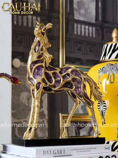 Maison Couture - Tượng Ngựa Đồng Đá Thạch Anh Tím - Thiên Mã Sentinel Prime Améthyste Stallion Équestre - 10x26x37-CẬU HAI HOME DECOR