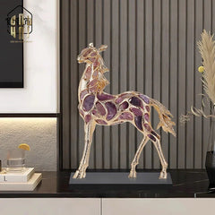 Maison Couture - Tượng Ngựa Đồng Đá Thạch Anh Tím - Thiên Mã Sentinel Prime Améthyste Stallion Équestre - 10x26x37-CẬU HAI HOME DECOR