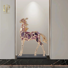 Maison Couture - Tượng Ngựa Đồng Đá Thạch Anh Tím - Thiên Mã Sentinel Prime Améthyste Stallion Équestre - 10x26x37-CẬU HAI HOME DECOR