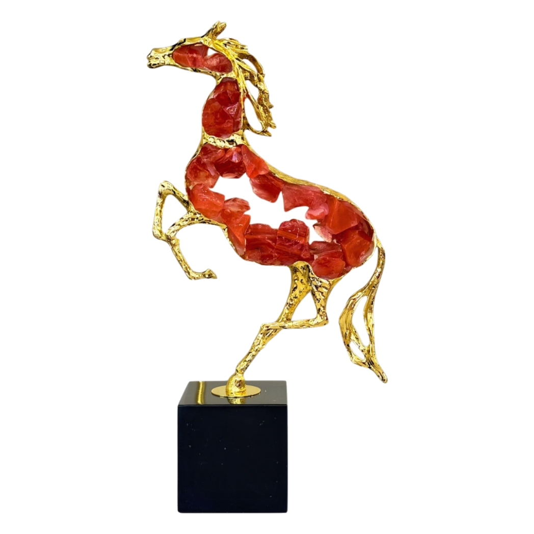 Maison Couture - Tượng Ngựa Đồng Quartz Rouge Impérial Équestre Cheval H41 - Cậu Hai Home Decor