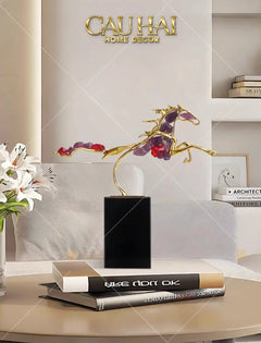 Maison Couture - Tượng Ngựa Đồng Thạch Anh Tím Améthyste Aurélion Ascendant Stallion H35-TƯỢNG TRANG TRÍ-CẬU HAI HOME DECOR
