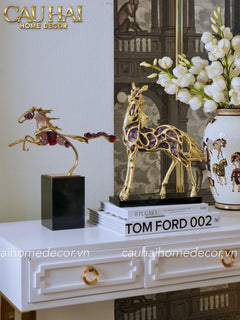 Maison Couture - Tượng Ngựa Đồng Thạch Anh Tím Améthyste Aurélion Ascendant Stallion H35-TƯỢNG TRANG TRÍ-CẬU HAI HOME DECOR