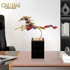 Maison Couture - Tượng Ngựa Đồng Thạch Anh Tím Améthyste Aurélion Ascendant Stallion H35-TƯỢNG TRANG TRÍ-CẬU HAI HOME DECOR