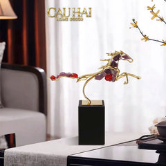 Maison Couture - Tượng Ngựa Đồng Thạch Anh Tím Améthyste Aurélion Ascendant Stallion H35-TƯỢNG TRANG TRÍ-CẬU HAI HOME DECOR