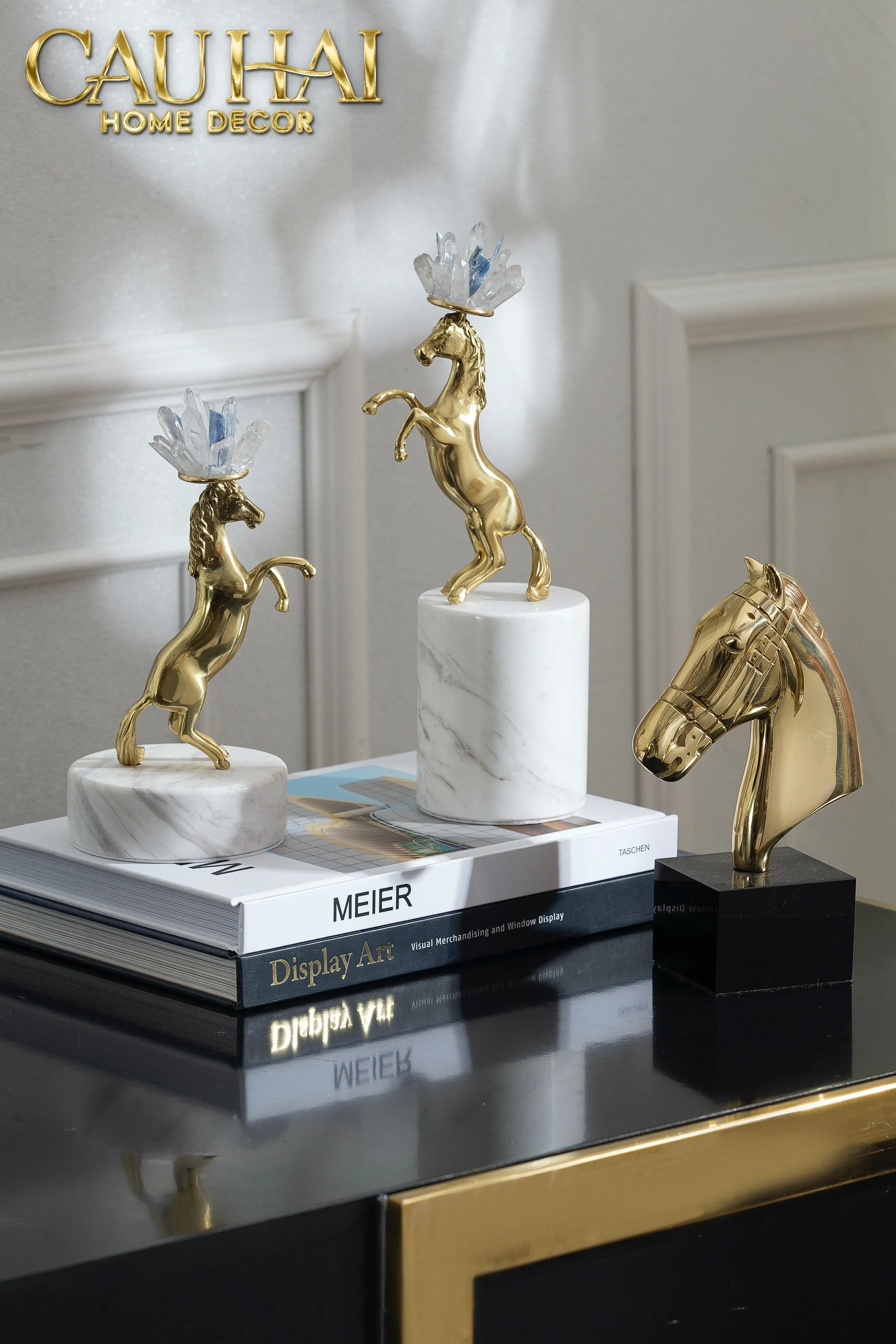 Maison Couture - Tượng Ngựa Gilded Troy Fw25-CẬU HAI HOME DECOR