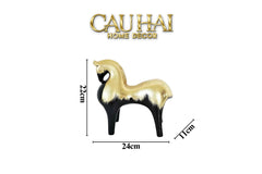 Maison Couture - Tượng Ngựa Gốm Mun Mài Dát Vàng Noir Laqué Feuille d’Or Tang Horse H24/H36-TƯỢNG TRANG TRÍ-CẬU HAI HOME DECOR
